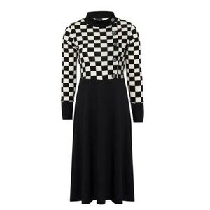 Voodoo Vixen RETRO 50'S Tattoo Margie Ray Checkered knit Dress Size medium pinup